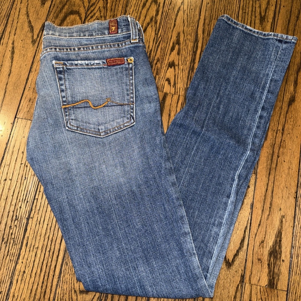 7 Seven For All Mankind Roxanne Womens Size 27 Low Rise Stretch Distressed Jean‎